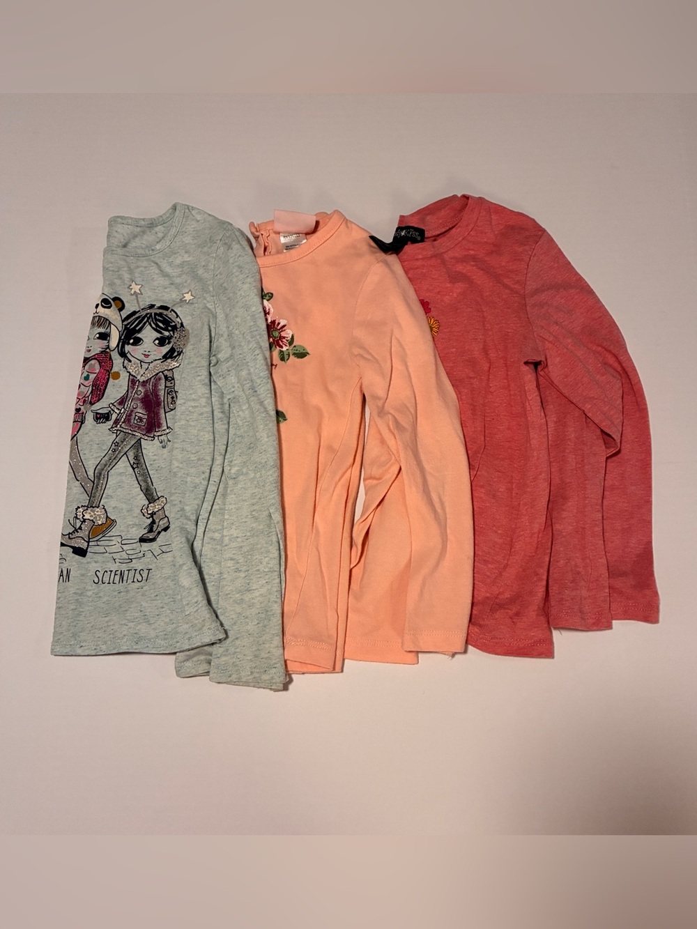 Garanimals Long Sleeve Tee Set - Gray, Peach & Coral Red